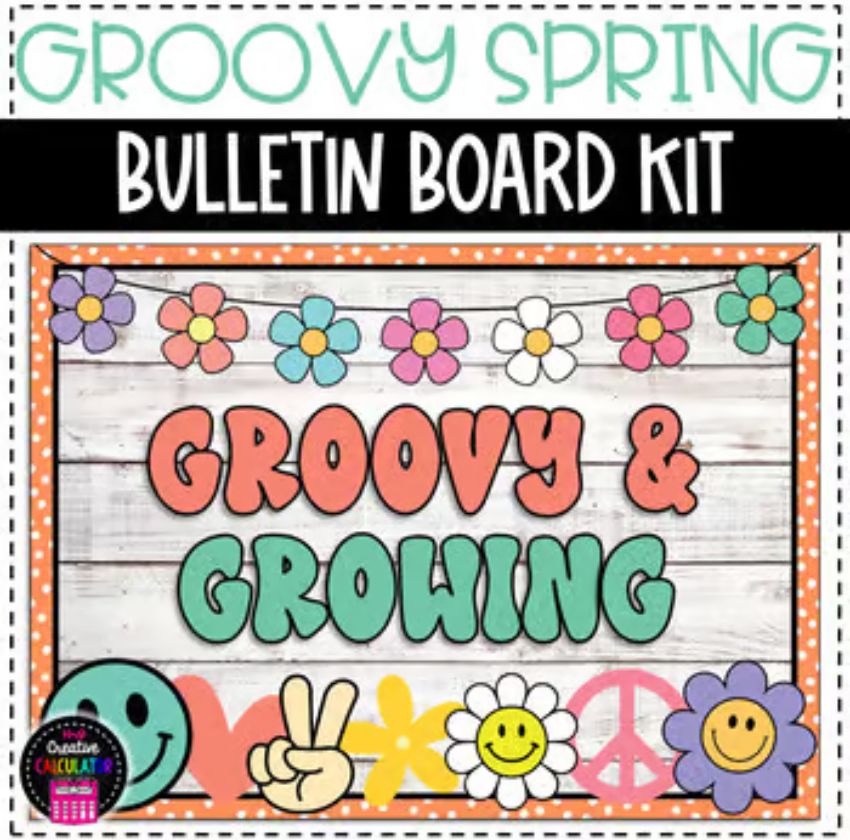 Groovy Spring Flowers Retro Bulletin Board or Door Décor