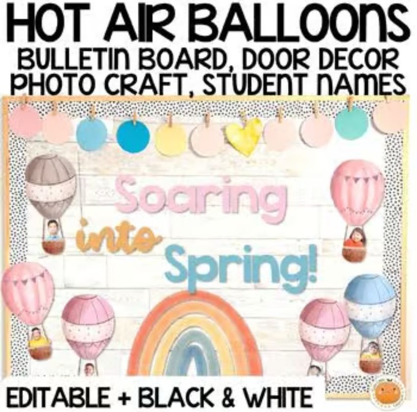 Spring Hot Air Balloons Bulletin Board & Door Décor